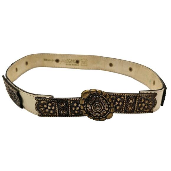 Avignon Leather Belt Womens Size Small Luxury Designer White Boho Western - Picture 10 of 11